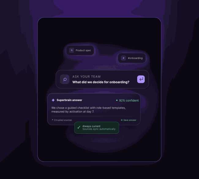 Superbrain — ask your team, AI answers from your knowledge base
